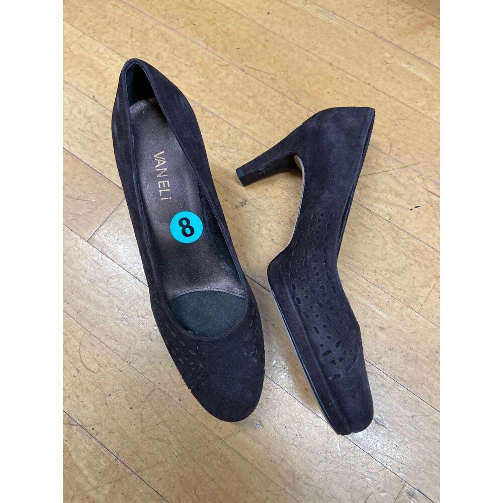NEW NARROWS Van Eli Brown Suede Platform Heels Size 8 Women’s Narrow